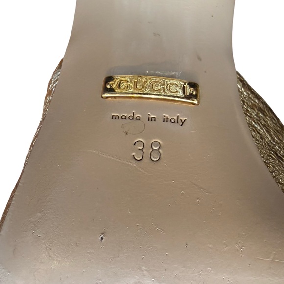 Gucci GG Marmont Metallic Gold Fringe Mule Sandals - Picture 8 of 15